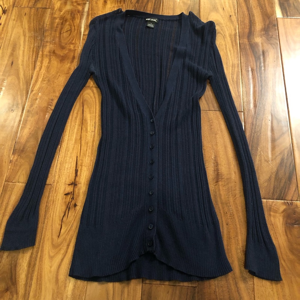 Long sleeved button up sweater